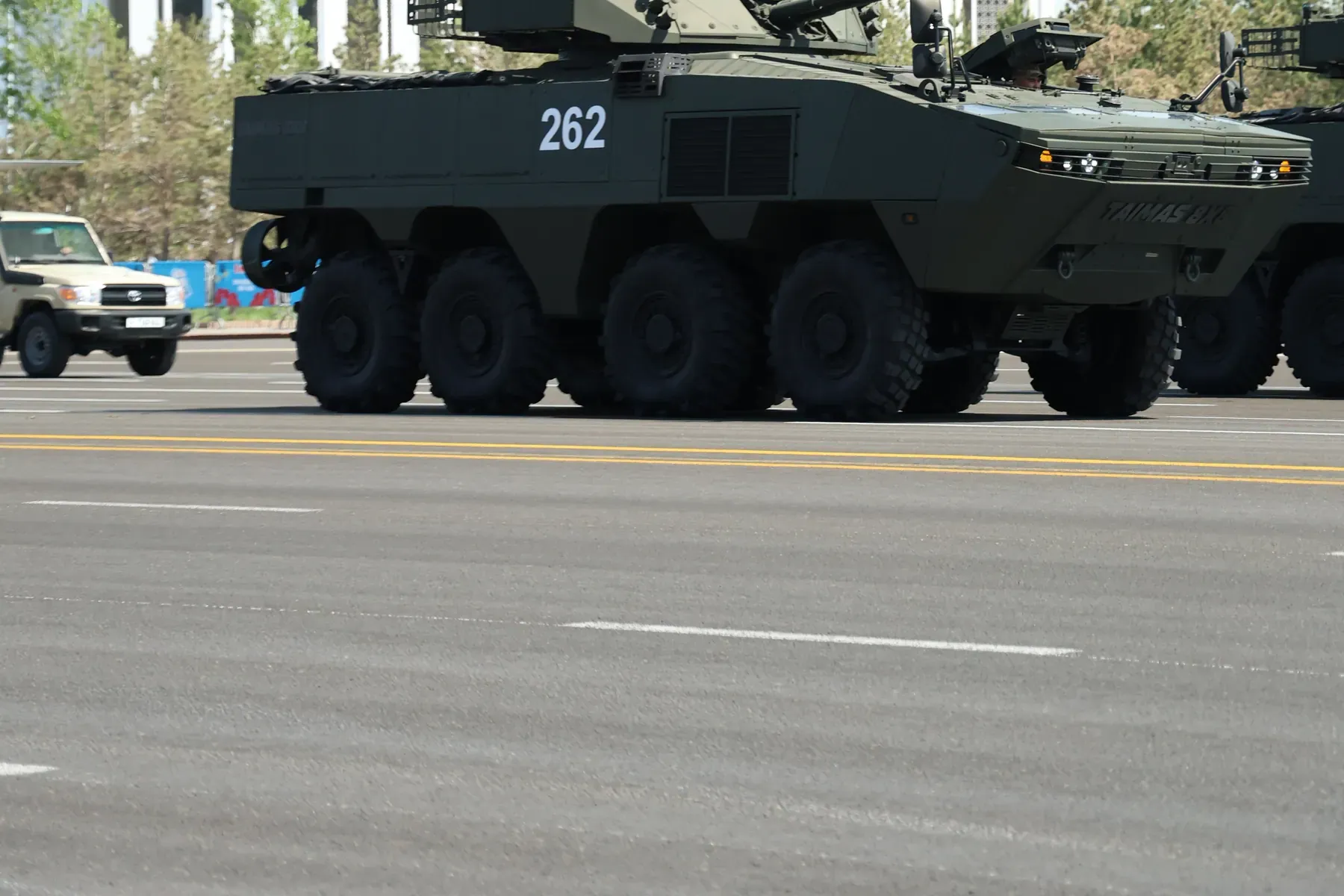 TAIMAS 8×8 column at a military parade in Astana
